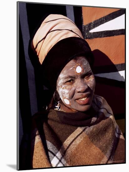 Portrait of a Woman with Facial Decoration, Cultural Village, Johannesburg, South Africa, Africa-Sergio Pitamitz-Mounted Photographic Print