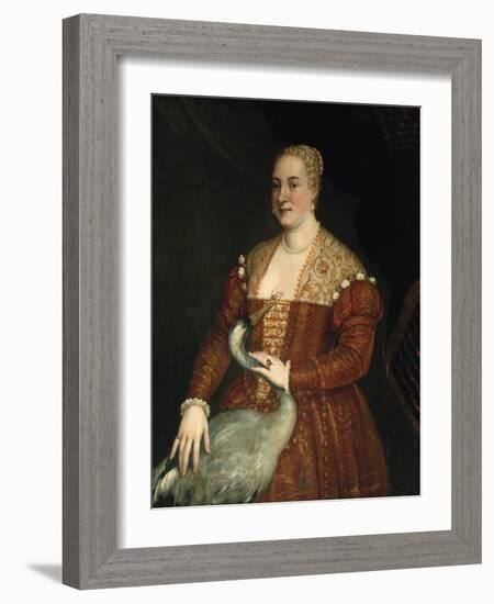 Portrait of a woman with Heron-null-Framed Giclee Print