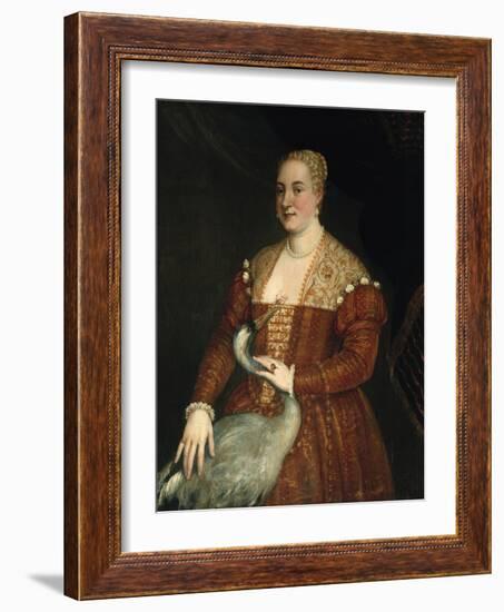 Portrait of a woman with Heron-null-Framed Giclee Print