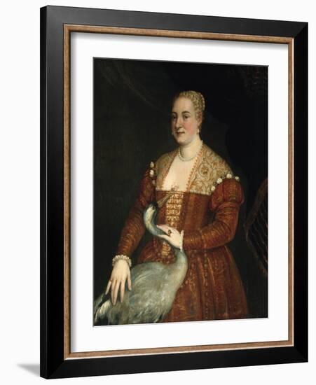 Portrait of a woman with Heron-null-Framed Giclee Print