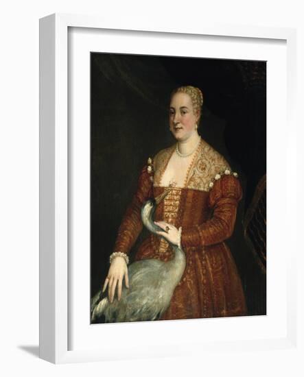 Portrait of a woman with Heron-null-Framed Giclee Print