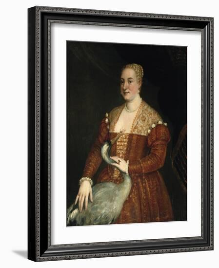 Portrait of a woman with Heron-null-Framed Giclee Print
