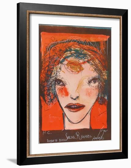 Portrait of a Woman with Red Cheeks-Leonel Gongora-Framed Limited Edition