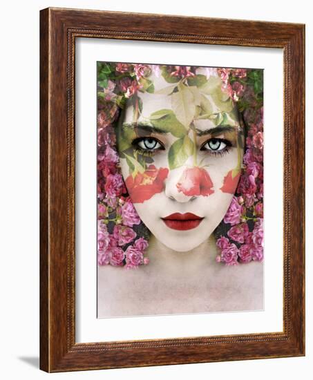 Portrait of a Woman with Red Roses-Alaya Gadeh-Framed Photographic Print