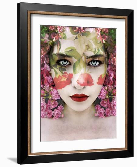 Portrait of a Woman with Red Roses-Alaya Gadeh-Framed Photographic Print