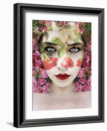 Portrait of a Woman with Red Roses-Alaya Gadeh-Framed Photographic Print