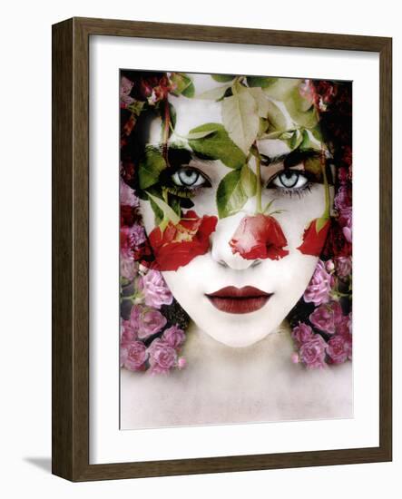 Portrait of a Woman with Roses, Composing-Alaya Gadeh-Framed Photographic Print