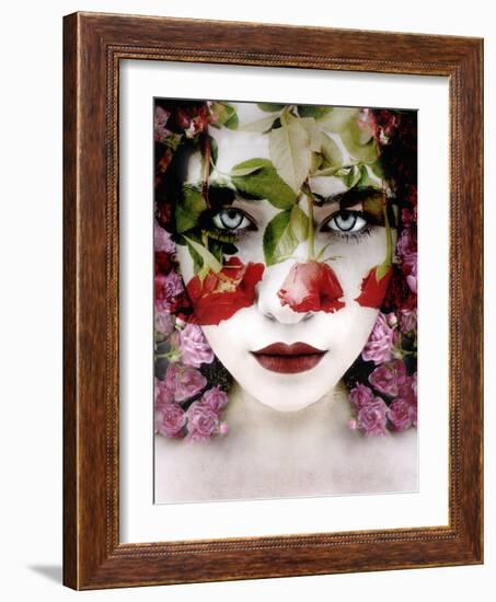 Portrait of a Woman with Roses, Composing-Alaya Gadeh-Framed Photographic Print