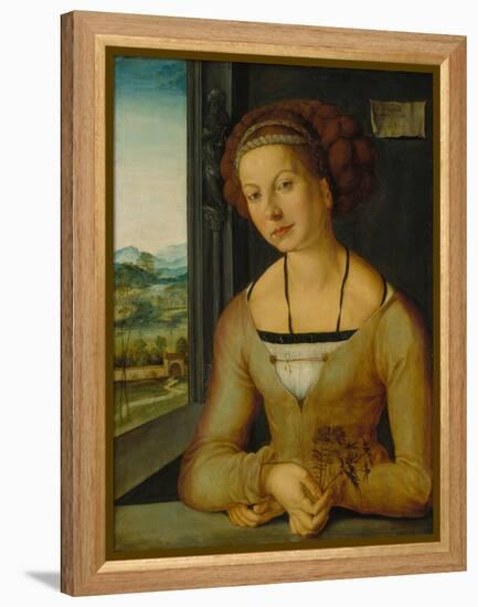 Portrait of a Younf Woman with Braided Hair-Albrecht Dürer-Framed Premier Image Canvas