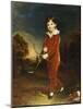 Portrait of a Young Boy in a Red Suit, Holding a Bow and Arrow-Arthur William Devis-Mounted Giclee Print