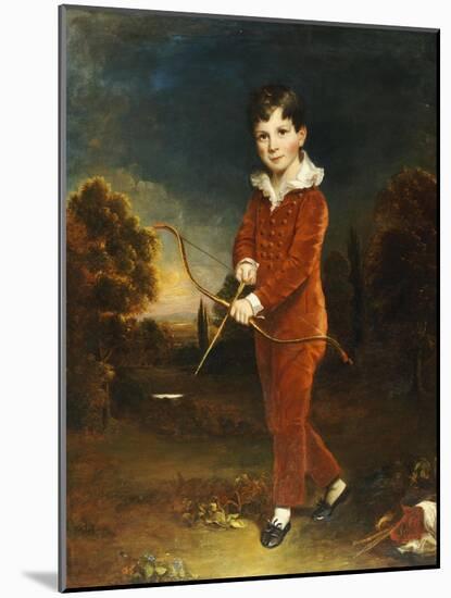 Portrait of a Young Boy in a Red Suit, Holding a Bow and Arrow-Arthur William Devis-Mounted Giclee Print