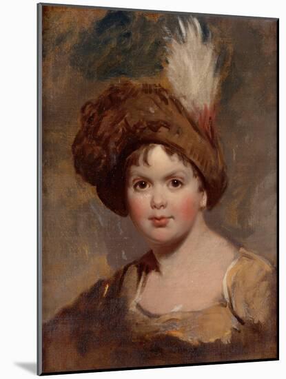 Portrait of a young boy in brown costume with a plumed hat sketch-Thomas Lawrence-Mounted Giclee Print