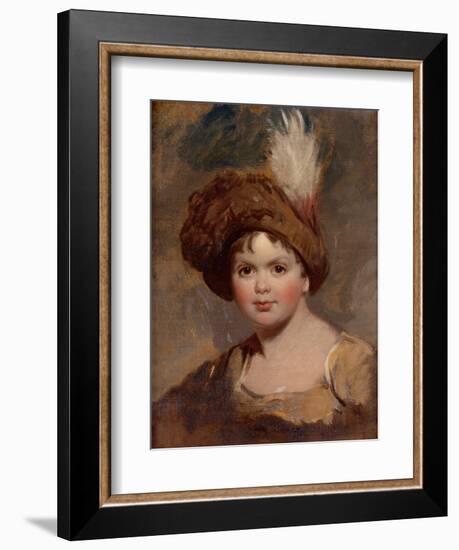 Portrait of a young boy in brown costume with a plumed hat sketch-Thomas Lawrence-Framed Giclee Print