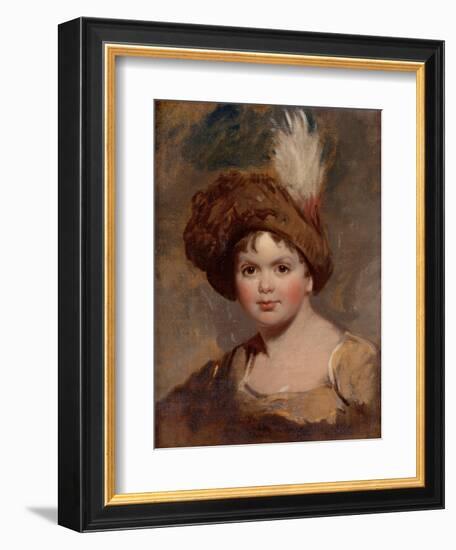 Portrait of a young boy in brown costume with a plumed hat sketch-Thomas Lawrence-Framed Giclee Print