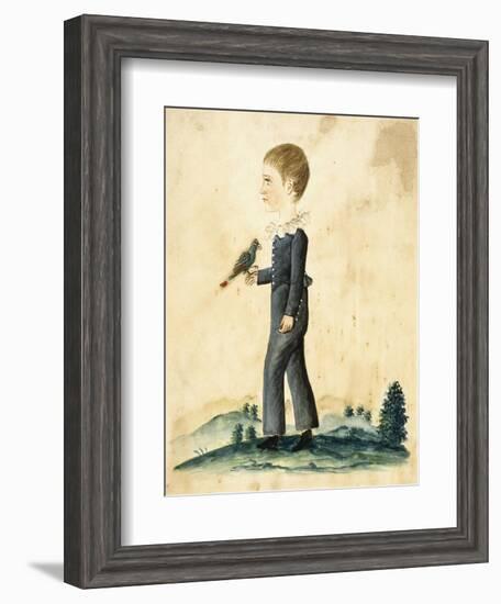 Portrait of a Young Boy with Parrot-Jacob Maentel-Framed Giclee Print