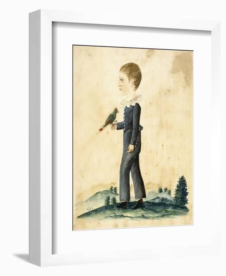 Portrait of a Young Boy with Parrot-Jacob Maentel-Framed Giclee Print