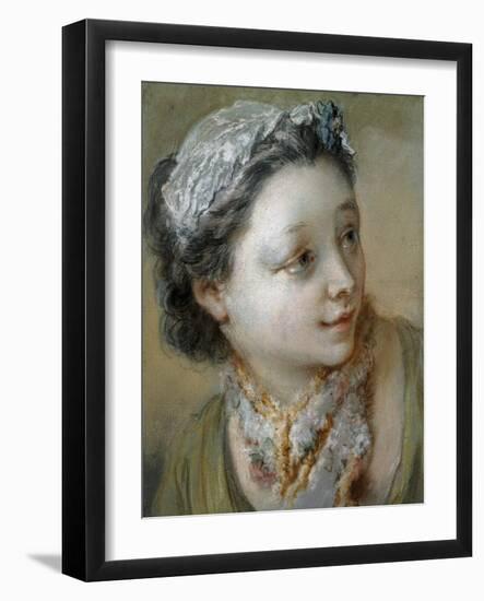 Portrait of a Young Girl, Bust-Length, Her Head Turned to the Right-Francois Boucher-Framed Giclee Print