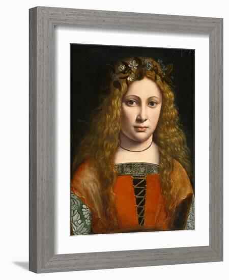 Portrait of a Young Girl Crowned with Flowers, c.1490-Giovanni Antonio Boltraffio-Framed Giclee Print