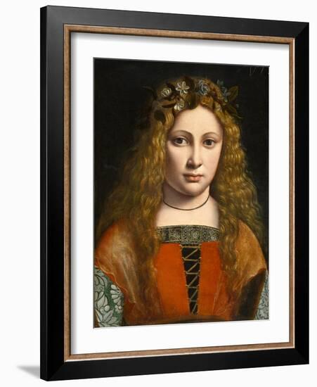 Portrait of a Young Girl Crowned with Flowers, c.1490-Giovanni Antonio Boltraffio-Framed Giclee Print