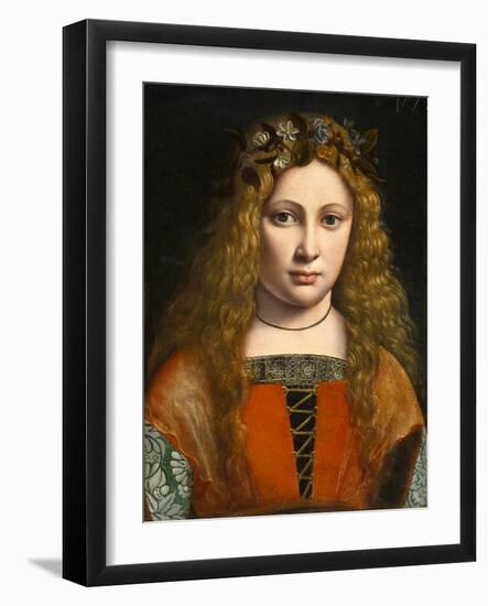 Portrait of a Young Girl Crowned with Flowers, c.1490-Giovanni Antonio Boltraffio-Framed Giclee Print