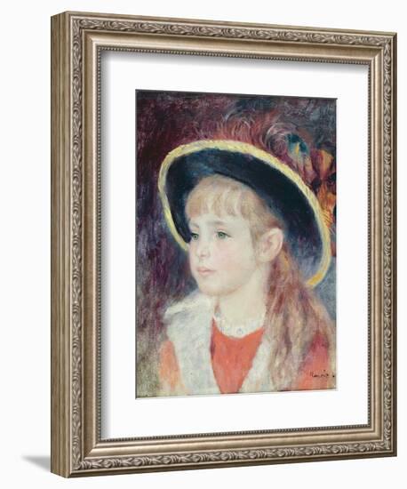 Portrait of a Young Girl in a Blue Hat, 1881-Pierre-Auguste Renoir-Framed Giclee Print