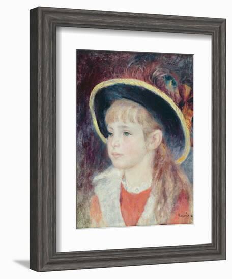 Portrait of a Young Girl in a Blue Hat, 1881-Pierre-Auguste Renoir-Framed Giclee Print