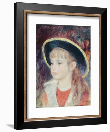 Portrait of a Young Girl in a Blue Hat, 1881-Pierre-Auguste Renoir-Framed Giclee Print