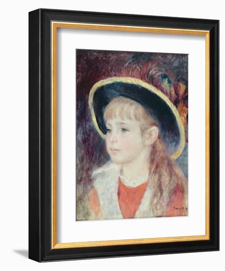 Portrait of a Young Girl in a Blue Hat, 1881-Pierre-Auguste Renoir-Framed Giclee Print