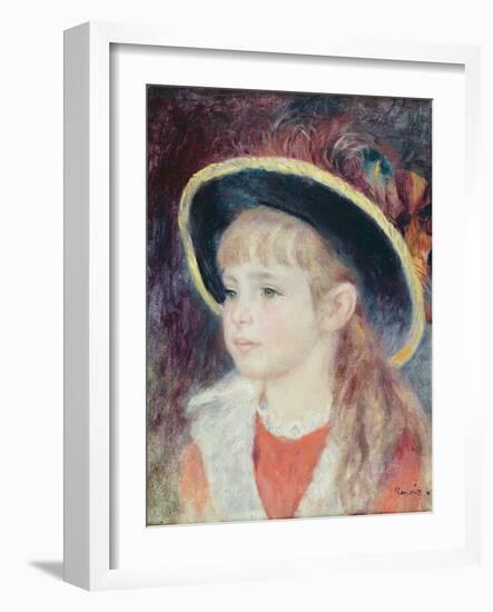 Portrait of a Young Girl in a Blue Hat, 1881-Pierre-Auguste Renoir-Framed Giclee Print