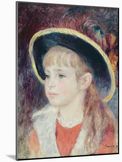 Portrait of a Young Girl in a Blue Hat, 1881-Pierre-Auguste Renoir-Mounted Giclee Print