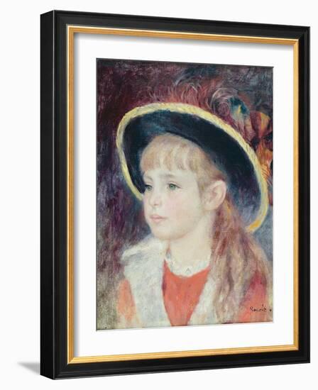 Portrait of a Young Girl in a Blue Hat, 1881-Pierre-Auguste Renoir-Framed Giclee Print