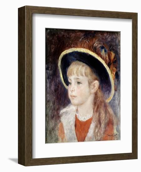 Portrait of a Young Girl in a Blue Hat by Pierre-Auguste Renoir-null-Framed Giclee Print