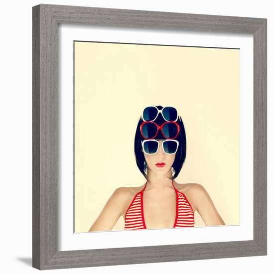 Portrait of a Young Girl in Stylish Glasses-Evgeniya Porechenskaya-Framed Photographic Print