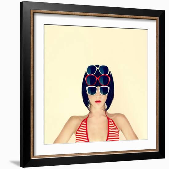 Portrait of a Young Girl in Stylish Glasses-Evgeniya Porechenskaya-Framed Photographic Print