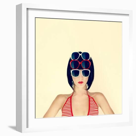 Portrait of a Young Girl in Stylish Glasses-Evgeniya Porechenskaya-Framed Photographic Print