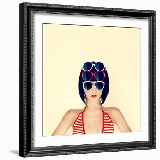 Portrait of a Young Girl in Stylish Glasses-Evgeniya Porechenskaya-Framed Photographic Print