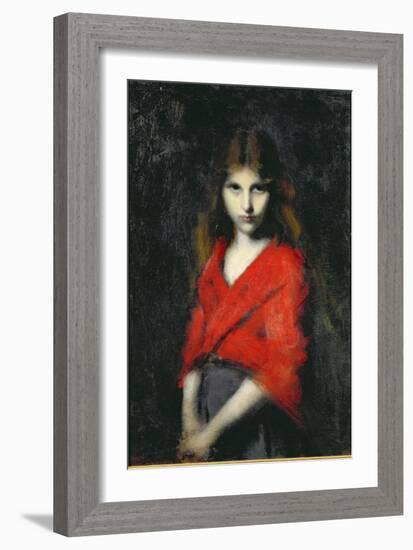 Portrait of a Young Girl, The Shiverer-Jean-Jacques Henner-Framed Giclee Print