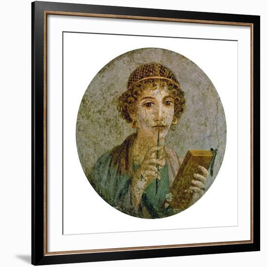 Portrait of a Young Girl with Pen and Writing Tablet-null-Framed Giclee Print