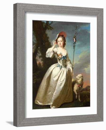 Portrait of a Young Lady as a Shepherdess-Thomas Hudson-Framed Giclee Print