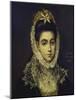 Portrait of a Young Lady, Bust Length, Wearing a Black Dress with a White Lace Collar and…-El Greco-Mounted Giclee Print