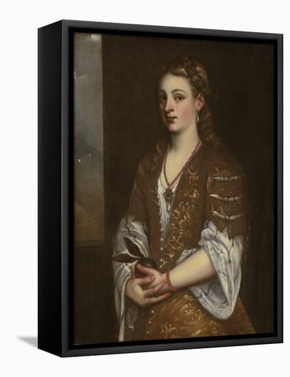 Portrait of a Young Lady Holding an Apple, 1550s-Titian (Tiziano Vecelli)-Framed Premier Image Canvas