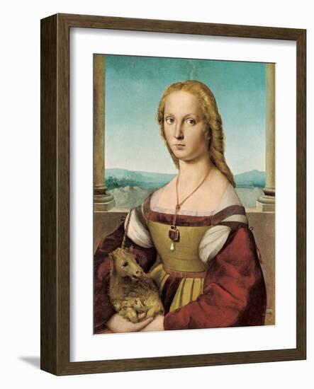 Portrait of a Young Lady with a Unicorn, 1505-1506-Raphael-Framed Giclee Print