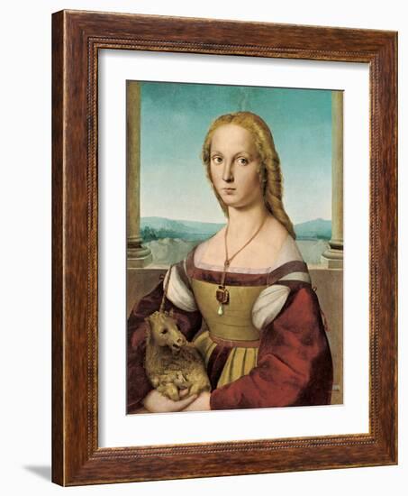 Portrait of a Young Lady with a Unicorn, 1505-1506-Raphael-Framed Giclee Print