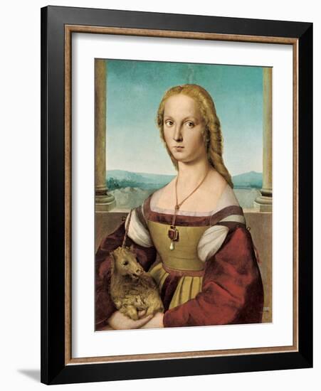 Portrait of a Young Lady with a Unicorn, 1505-1506-Raphael-Framed Giclee Print