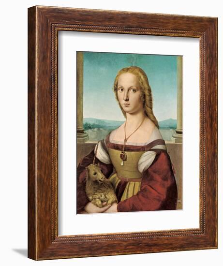 Portrait of a Young Lady with a Unicorn, 1505-1506-Raphael-Framed Giclee Print