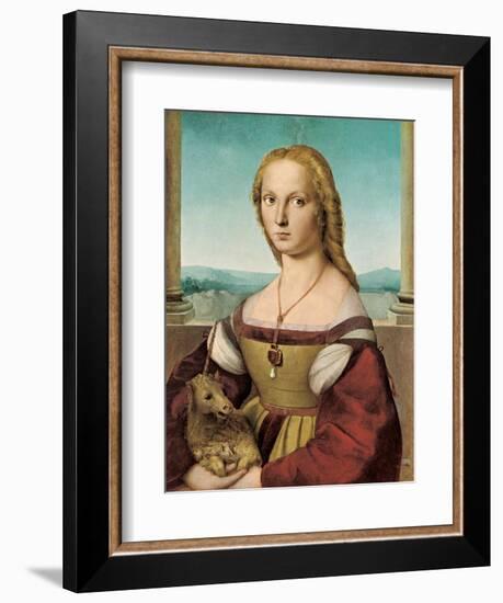 Portrait of a Young Lady with a Unicorn, 1505-1506-Raphael-Framed Giclee Print