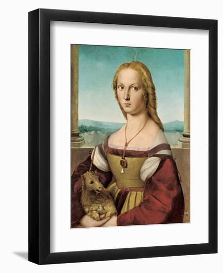 Portrait of a Young Lady with a Unicorn, 1505-1506-Raphael-Framed Giclee Print