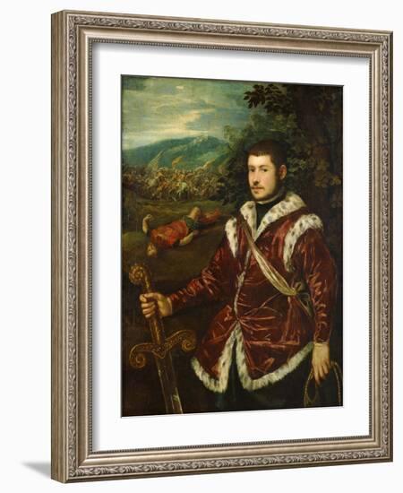 Portrait of a Young Man as David, Ca 1555-Jacopo Tintoretto-Framed Giclee Print