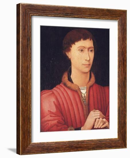 Portrait of a young man, bust-length, in a fur-trimmed red doublet, c.1450-60 (oil on panel)-Rogier van der Weyden-Framed Giclee Print