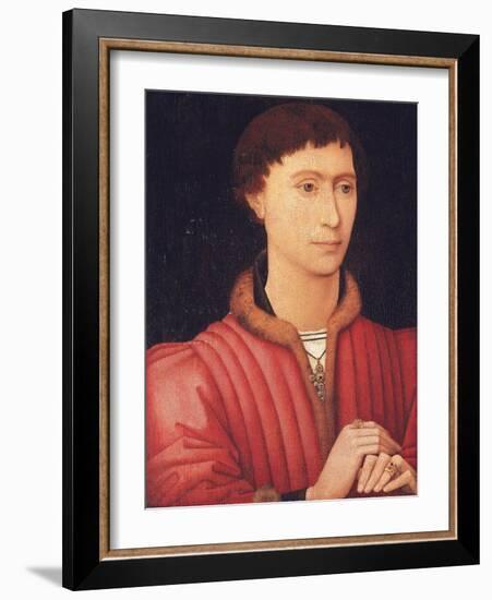 Portrait of a young man, bust-length, in a fur-trimmed red doublet, c.1450-60 (oil on panel)-Rogier van der Weyden-Framed Giclee Print